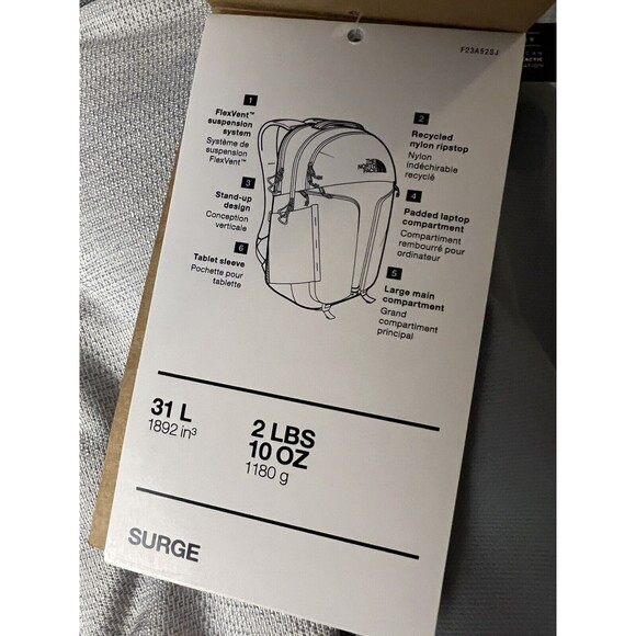 The North Face Surge Backpack Flexvent Mid Gray Capacity 31 L New w/tag $139 - Picture 5 of 6